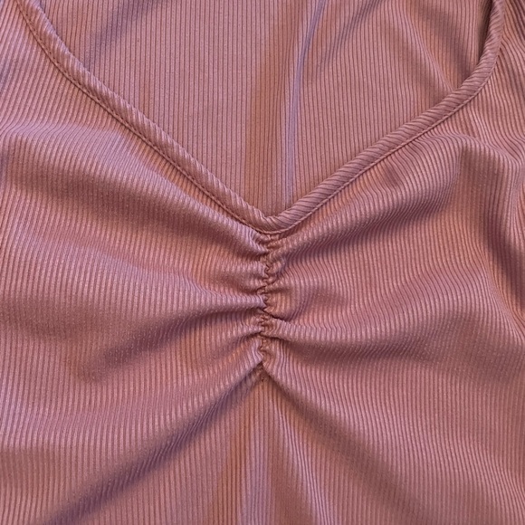 Ruched Cropped Dusty Rose Pink Shirt - Picture 6 of 8